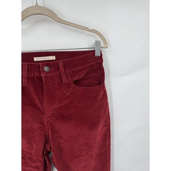Levi’s 725 High Rise Bootcut Corduroy Jean Women 27 Red Western Bohemian Preppy - Picture 8 of 9
